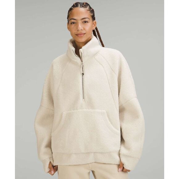 Lululemon Scuba Oversized Fleece Funnel-Neck Half-Zip White Opal XL/XXL Cozy - Picture 1 of 8